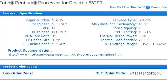 Pentium E3200: 45-   E2000