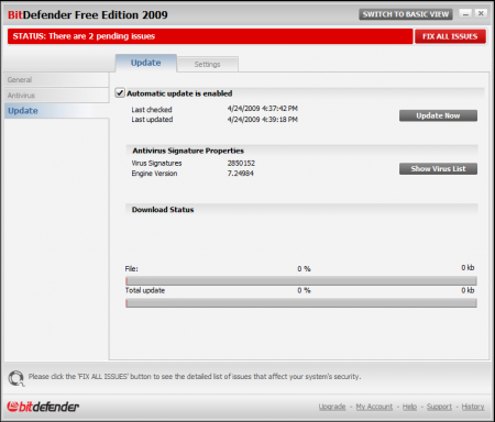 BitDefender Free Edition 2009 Build 12.0.12.0