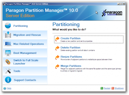 BootCD Paragon Partition Manager 10.0 Server Edition
