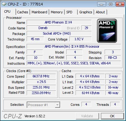 AMD Phenom II X2 555 BE (C3)  6,63 