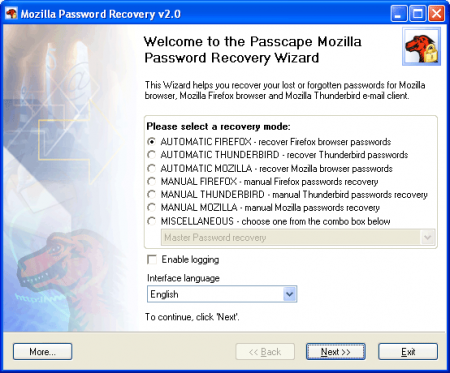 Mozilla Password Recovery 2.3.0.140